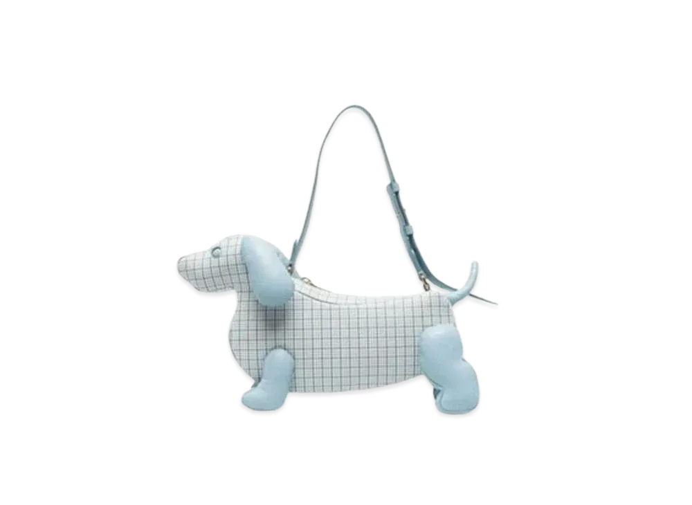 THOM BROWNE Check Pebble Grain Hector Baguette Bag "White"