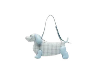 THOM BROWNE Check Pebble Grain Hector Baguette Bag "White"
