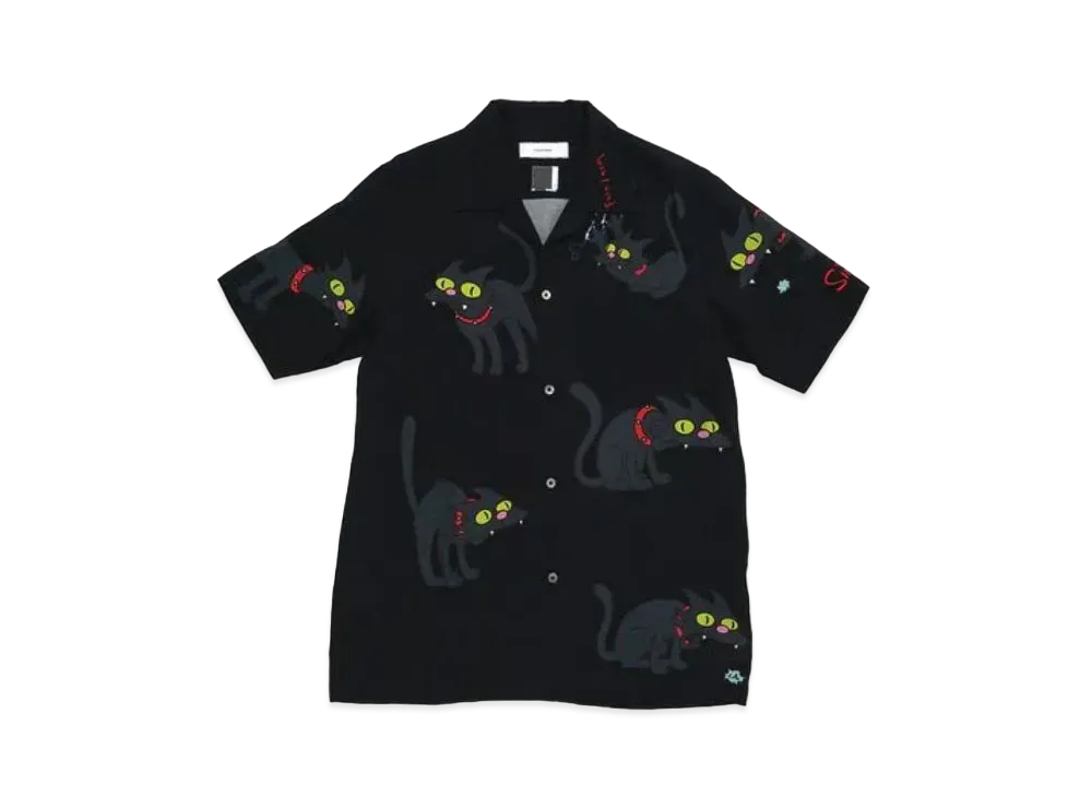 FACETASM The Simpsons Cat Rayon Shirt "Black"