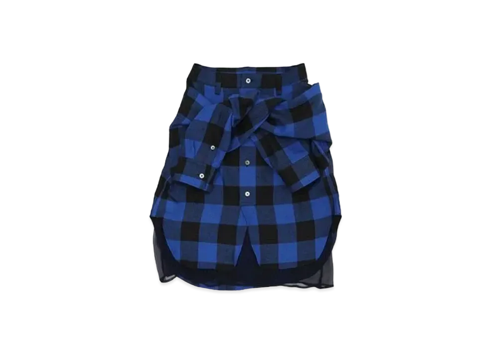 FACETASM Buffalo Check Sleeve Skirt "Blue Check"