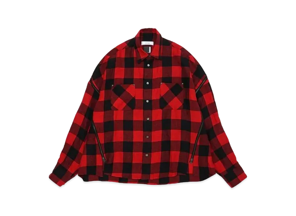 FACETASM Buffalo Check Zip Shirt "Red Check"