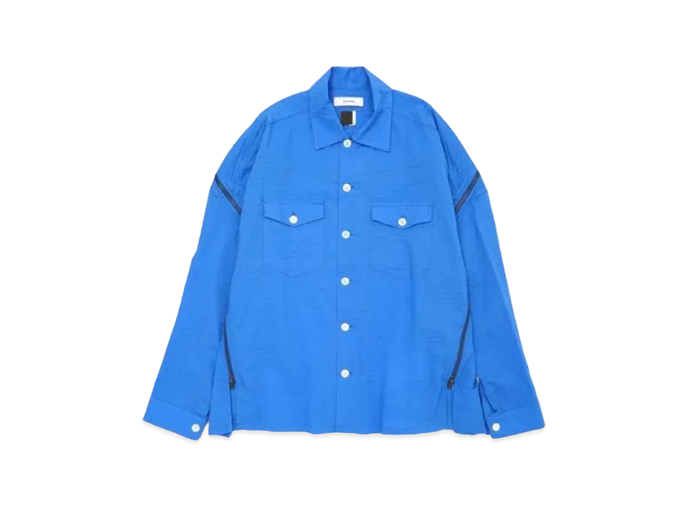 FACETASM Wrinkle Crushed Zip Shirt "Light Blue"