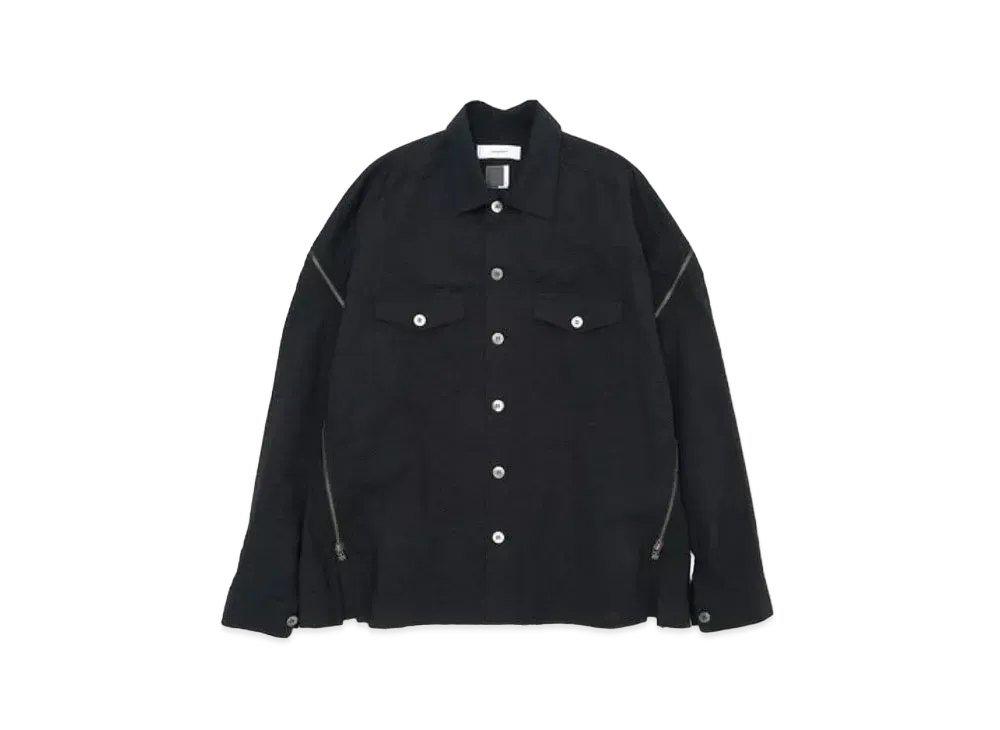 FACETASM Wrinkle Crushed Zip Shirt "Black"