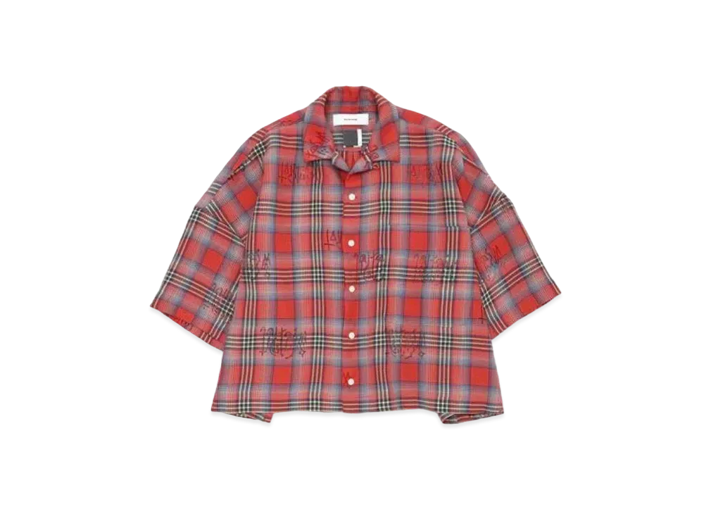 FACETASM Check Cropped Shirt "Red Check"