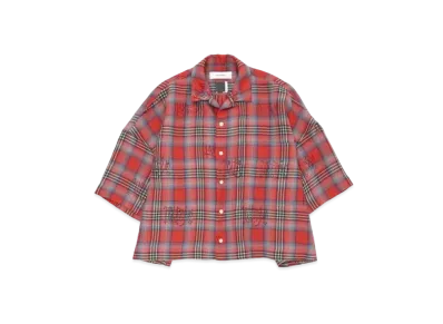 FACETASM Check Cropped Shirt "Red Check"