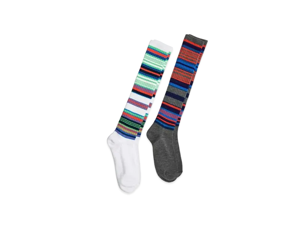 FACETASM Border Long Sox "White Grey"