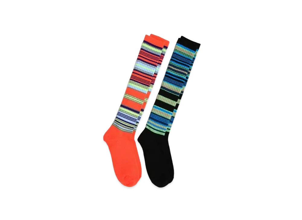 FACETASM Border Long Sox "Black Pink"