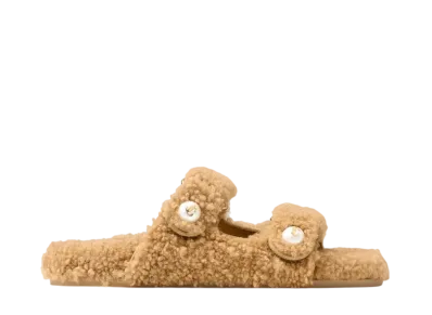 Jimmy Choo Women's Fayence Sandal Curly Shearling Sandals "Rattan"