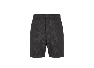 FENDI Men's Bermudas FF Jacquard Fabric Pants "Black"