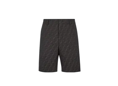 FENDI Men's Bermudas FF Jacquard Fabric Pants "Black"