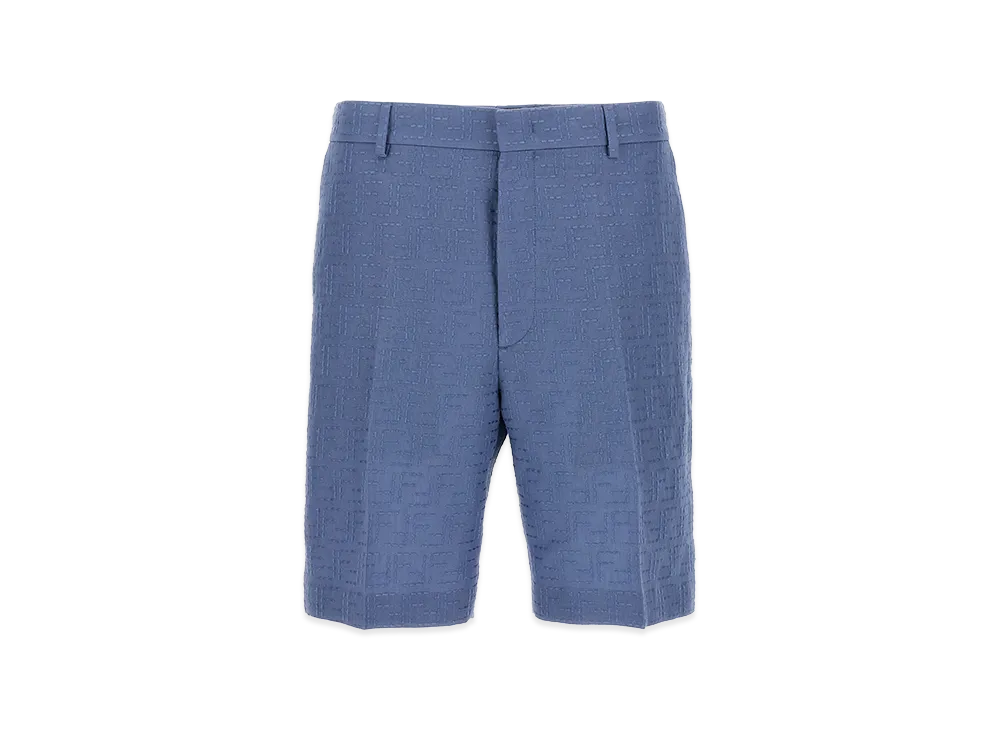 FENDI Linen Bermuda With Jacquard Shorts "Blue"
