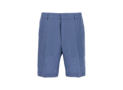 FENDI Linen Bermuda With Jacquard Shorts "Blue"