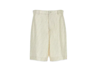 FENDI Embroidered Silk Bermuda Shorts "White"