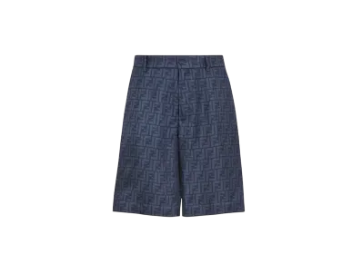 FENDI Men's Bermudas Short Pants in FF Silk "Blue"