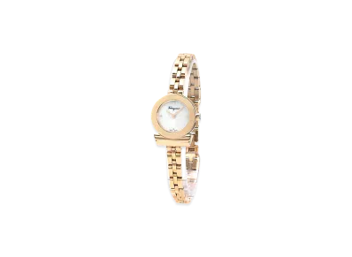 Salvatore Ferragamo Women's Gancini Watch "White Shell/Pink Gold"