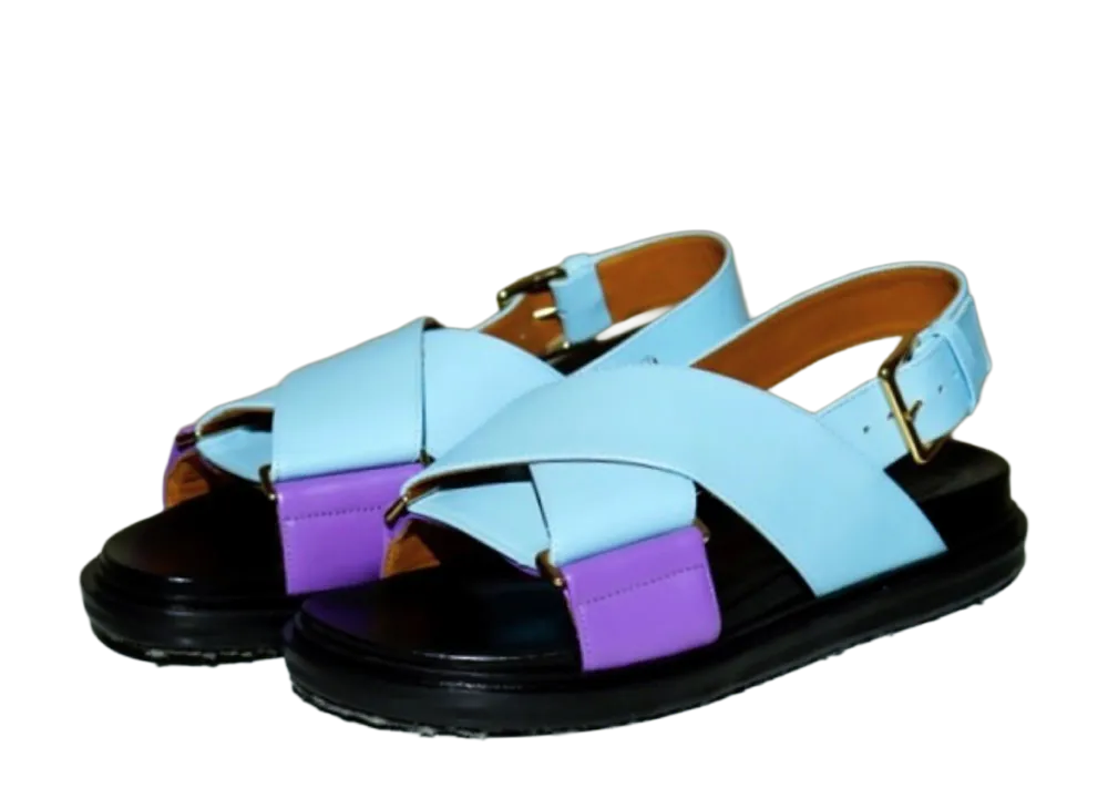 MARNI Bicolor Fussbett Sandals "Light Blue/Purple"