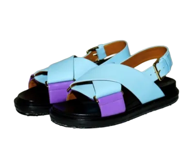 MARNI Bicolor Fussbett Sandals "Light Blue/Purple"