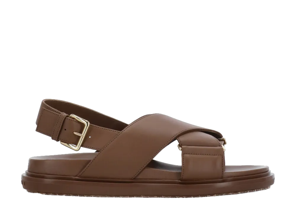 MARNI Women's Leather Fussbett Sandal "Goldbrown"