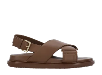 MARNI Women's Leather Fussbett Sandal "Goldbrown"