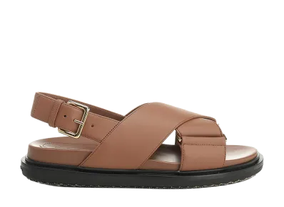 MARNI Women's Long-Hair and Leather Fussbett "Honey/Light Blue"