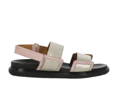 MARNI Women's Leather Fussbett Double-Strap Sandal "Cream/Pink"