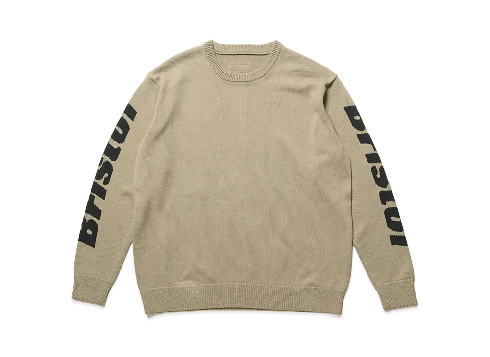 F.C.REAL BRISTOL Sleeve Authentic Logo Crewneck Knit "Khaki"
