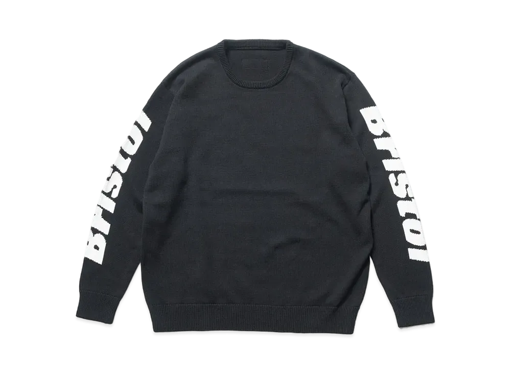 F.C.REAL BRISTOL Sleeve Authentic Logo Crewneck Knit "Black"