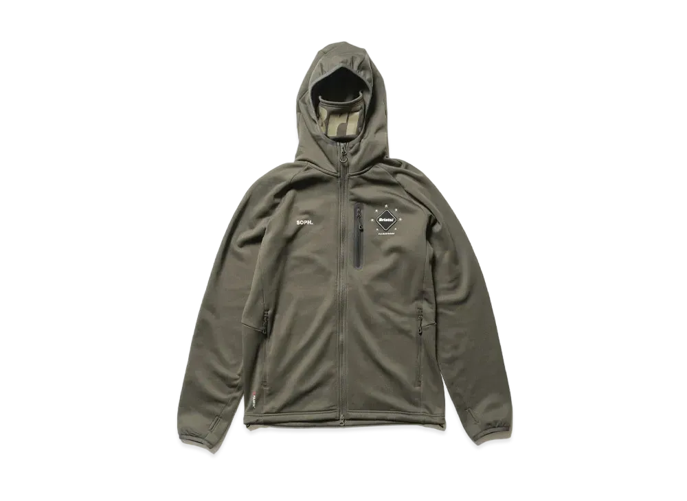 F.C.Real Bristol Polartec Power Stretch Zip Up Gaiter Hoodie "Khaki"