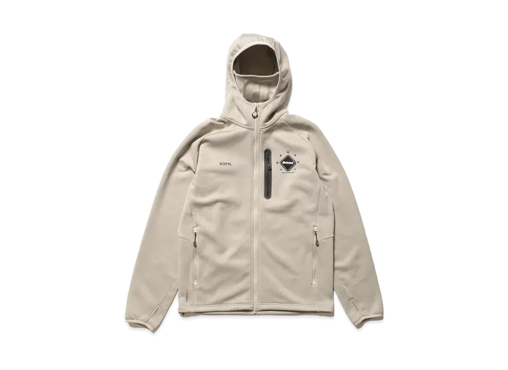 F.C.Real Bristol Polartec Power Stretch Zip Up Gaiter Hoodie "Beige"
