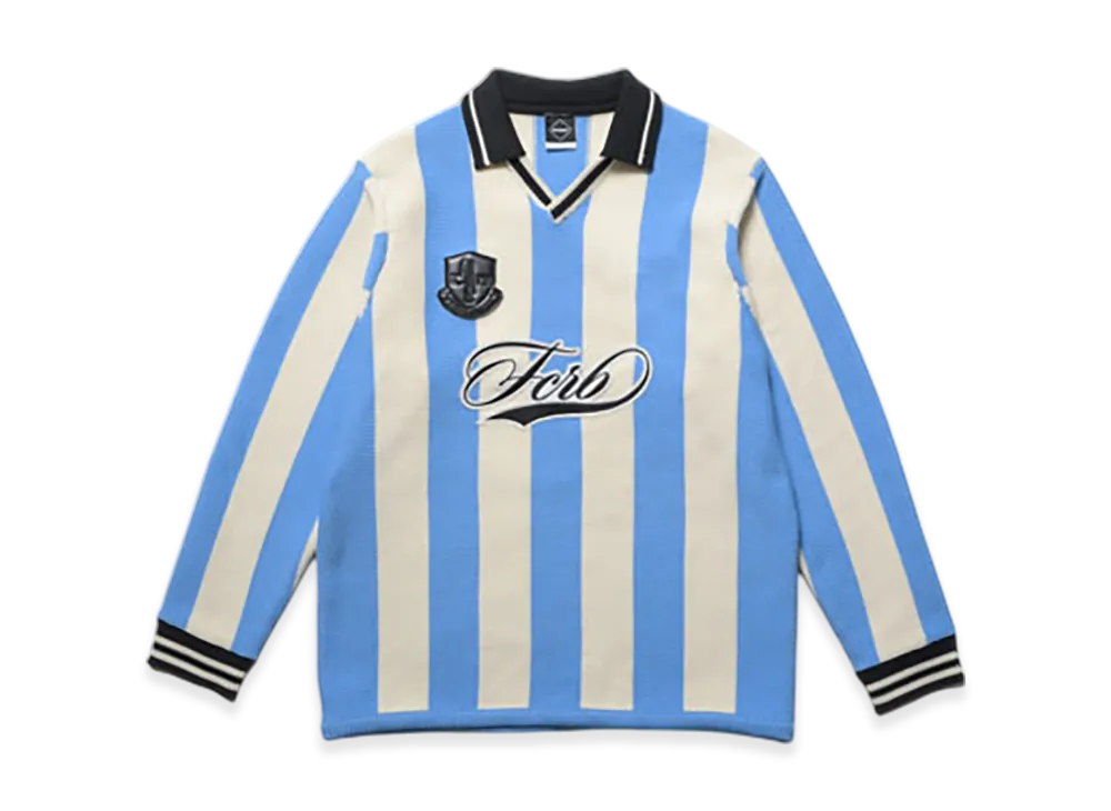 F.C.Real Bristol Stripe Knit Shirt "Light Blue"
