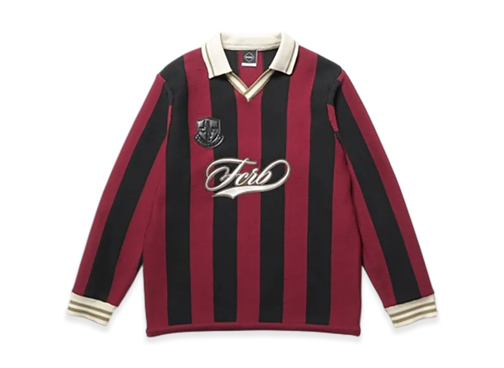 F.C.Real Bristol Stripe Knit Shirt "Burgundy"
