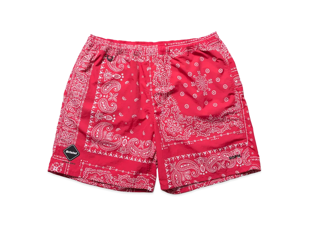 F.C.Real Bristol Bandana Nylon Easy Shorts "Red"