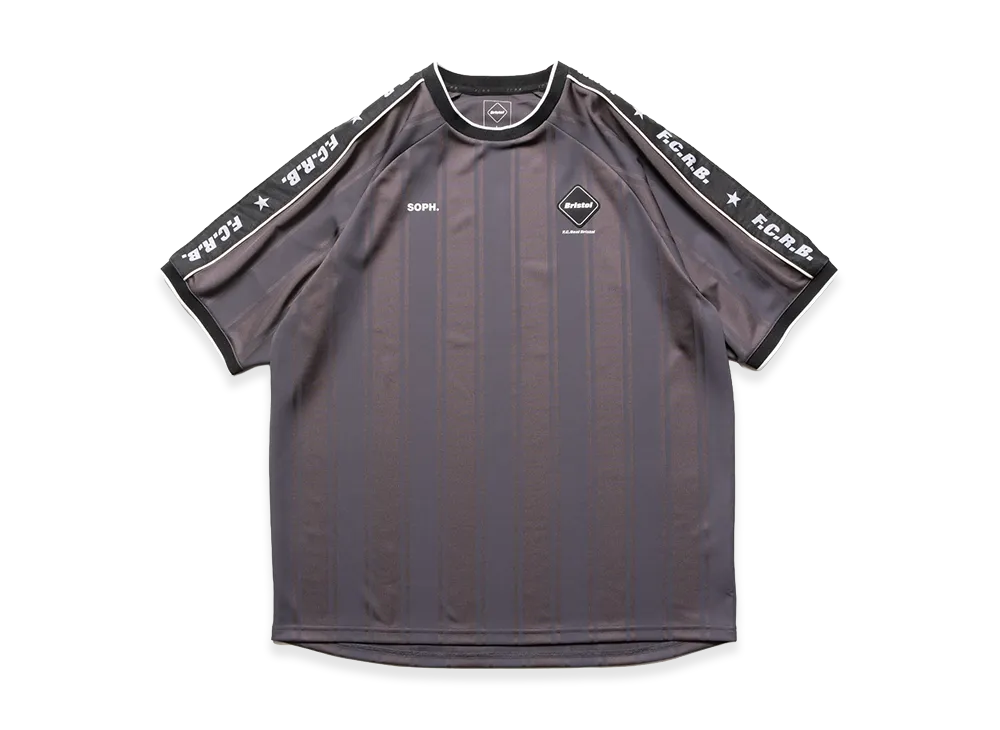 F.C.Real Bristol Shadow Weave Stripe S/S Top "Charcoal Gray"
