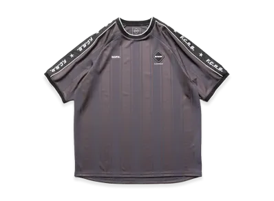 F.C.Real Bristol Shadow Weave Stripe S/S Top "Charcoal Gray"