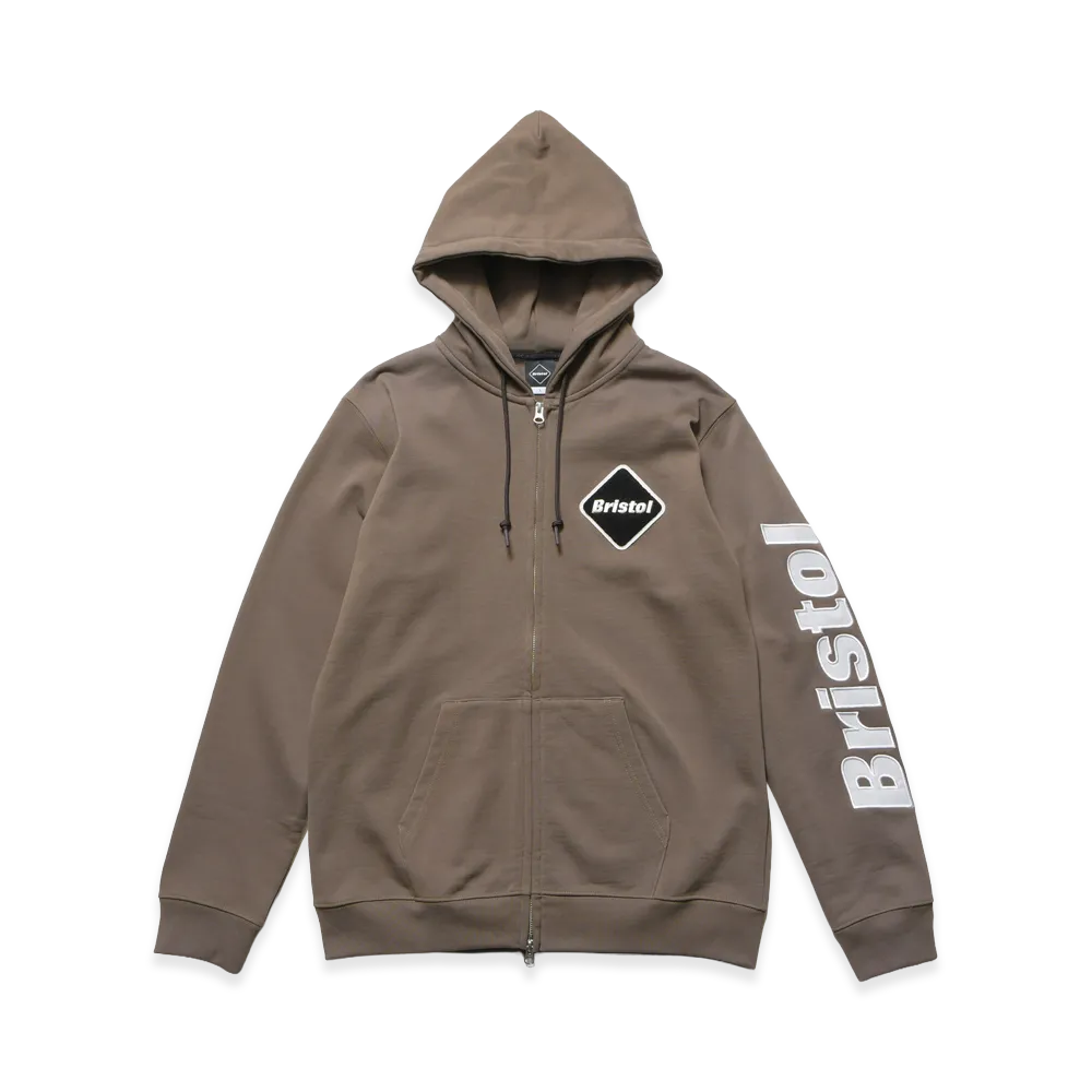 F.C.Real Bristol Sleeve Logo Zip-Up Sweat Hoodie "Greige"