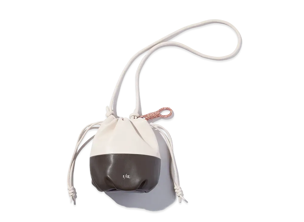 F/CE. Tech Leather Drawstring Pochette "Ivory"