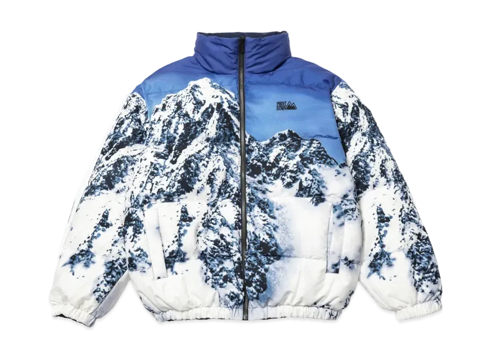 FIRST DOWN Ex. MOUNTAIN PRINT REVERSIBLE DOWN JACKET "Navy"