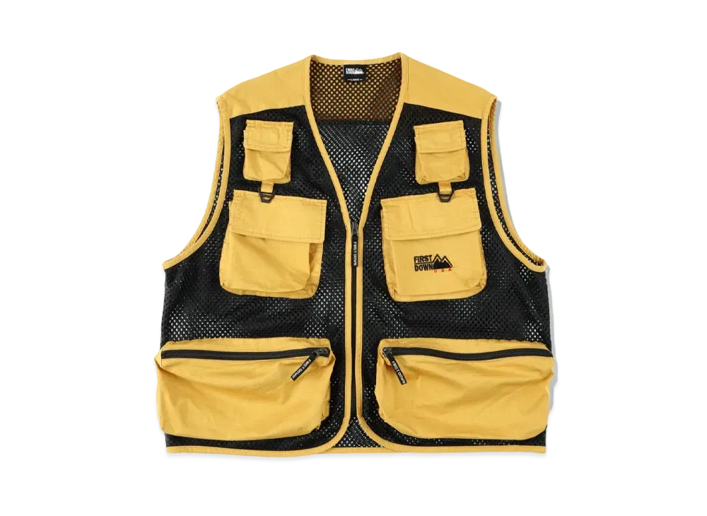 FIRST DOWN WASHED MESH VEST "Mustard"