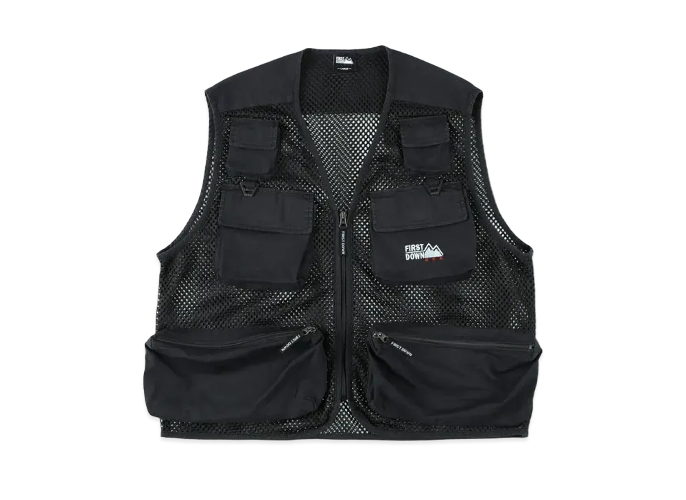 FIRST DOWN WASHED MESH VEST "Black"