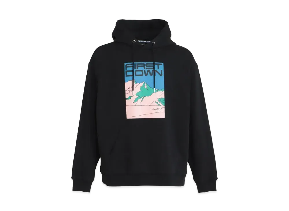 FIRST DOWN GRAPHIC HOODED SWEAT "Black"