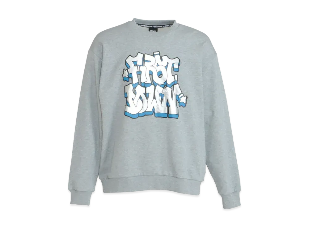 FIRST DOWN GRAPHIC CREW SWEAT "Heather Gray"