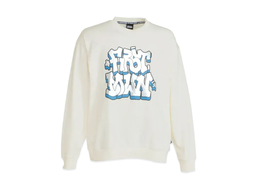 FIRST DOWN GRAPHIC CREW SWEAT "Off White"