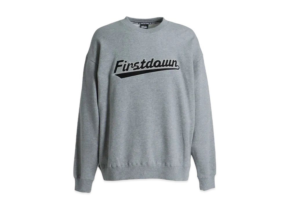 FIRST DOWN APPLIQUE CREW SWEAT "Middle Gray"