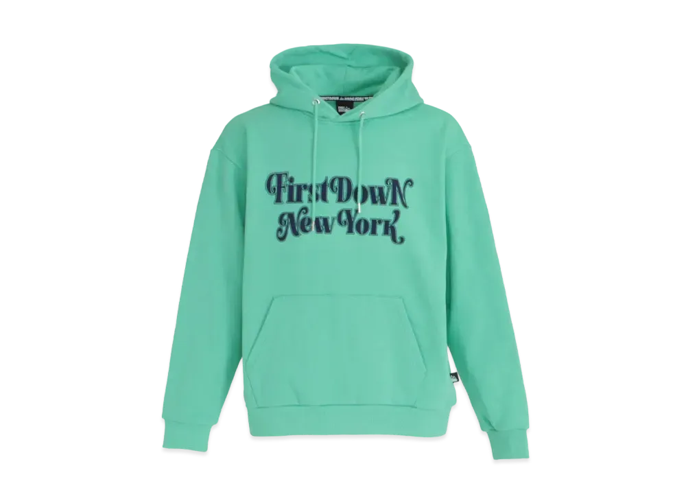 FIRST DOWN FLOCKY HOODED SWEAT "Bright Mint"