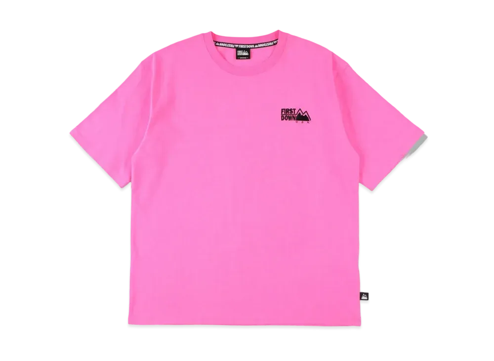 FIRST DOWN S/S EMBROIDERY TEE "Neon Pink"