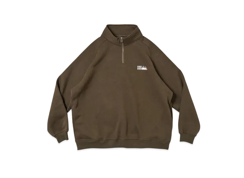 FIRST DOWN Logo Half Zip Sweat "Olive"