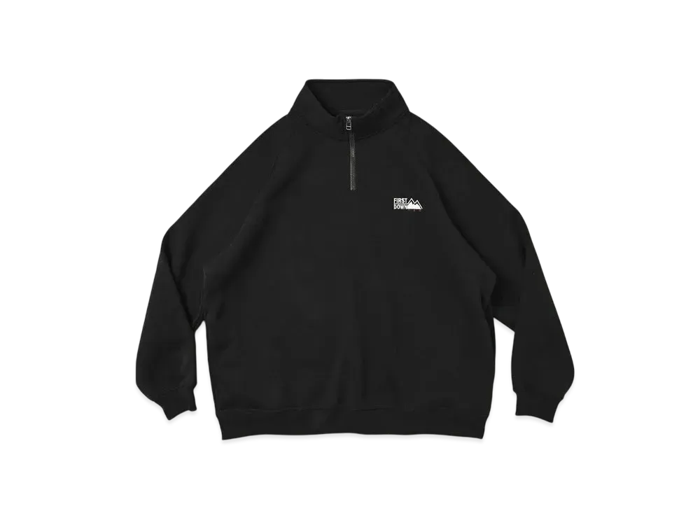 FIRST DOWN Logo Half Zip Sweat "Black"