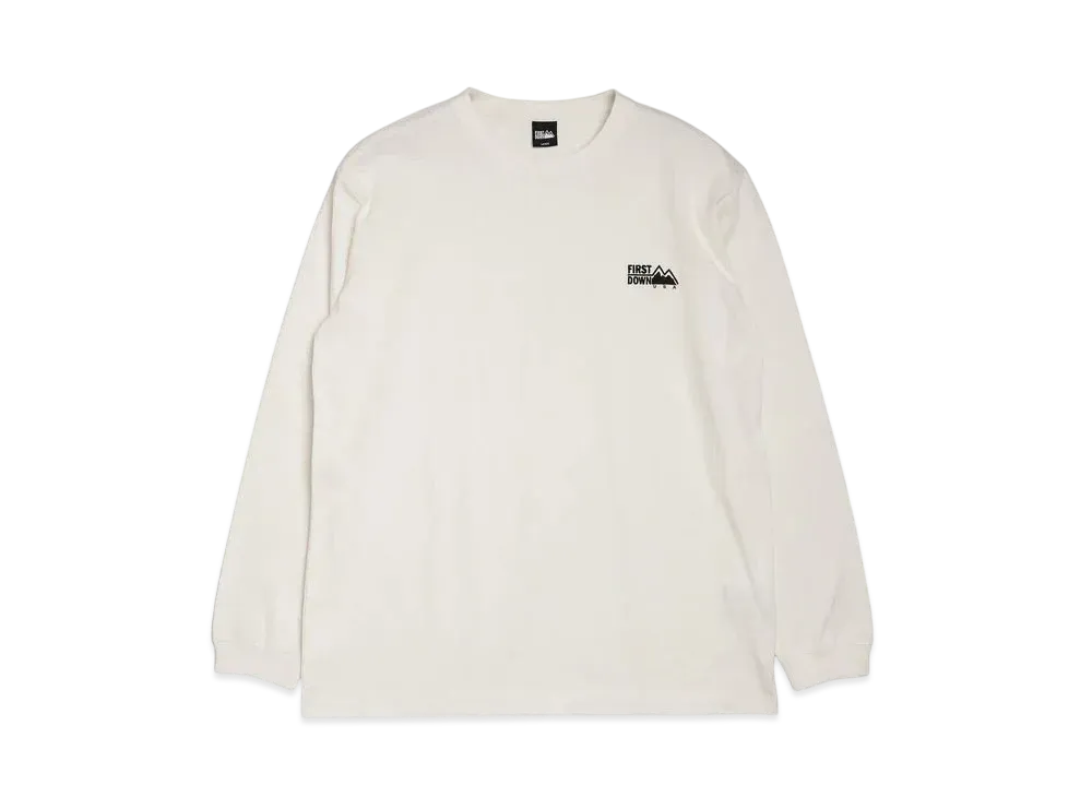FIRST DOWN Logo L/S Tee Cotton Jersey "White"