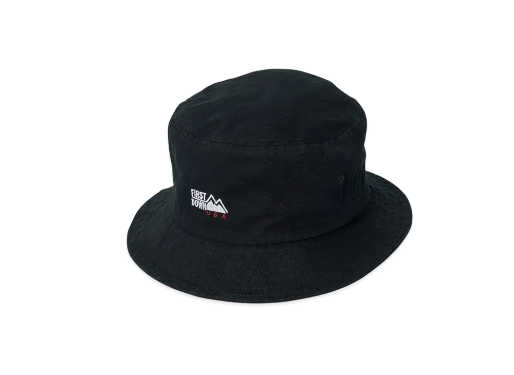 FIRST DOWN Logo Twill Bucket Hat "Black"