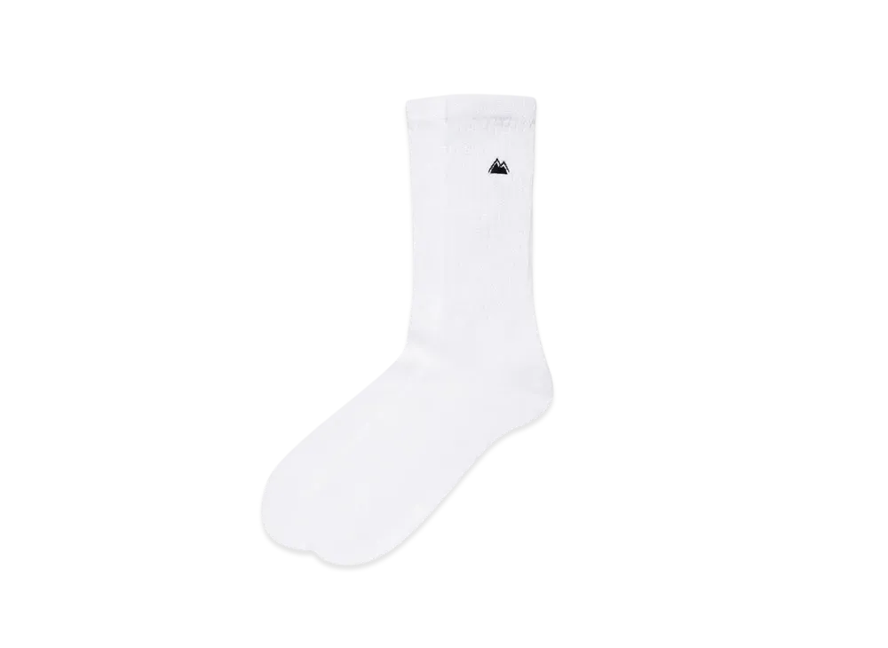 FIRST DOWN Plain Crew Logo Socks "White"